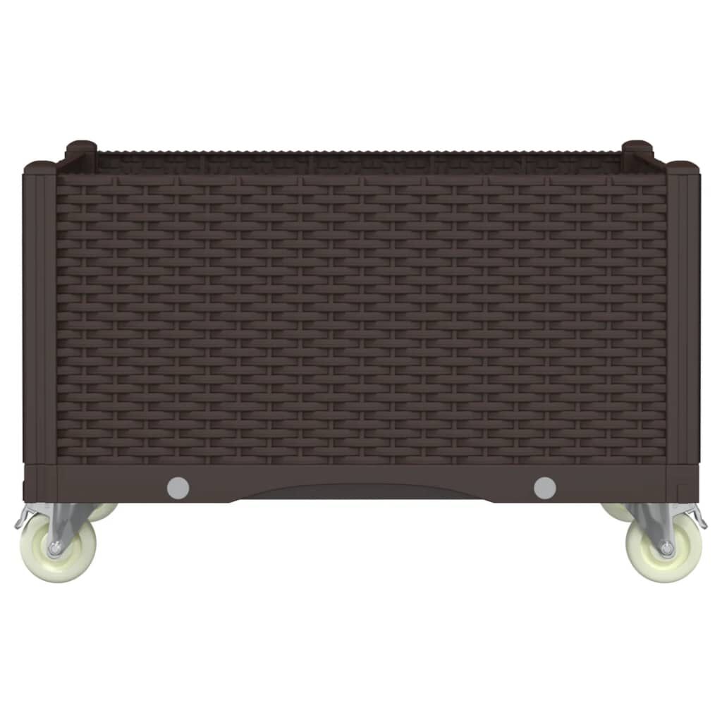 vidaXL Ζαρντινιέρα Κήπου με Ροδάκια Καφέ 80x50x54 εκ. Πολυπροπυλένιο