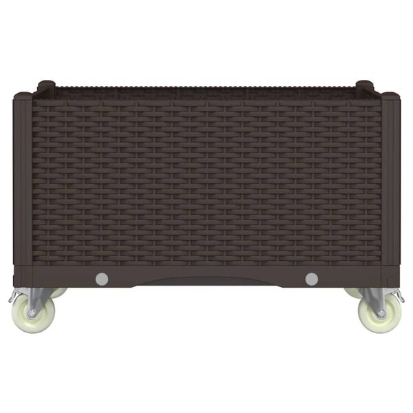 vidaXL Ζαρντινιέρα Κήπου με Ροδάκια Καφέ 80x50x54 εκ. Πολυπροπυλένιο