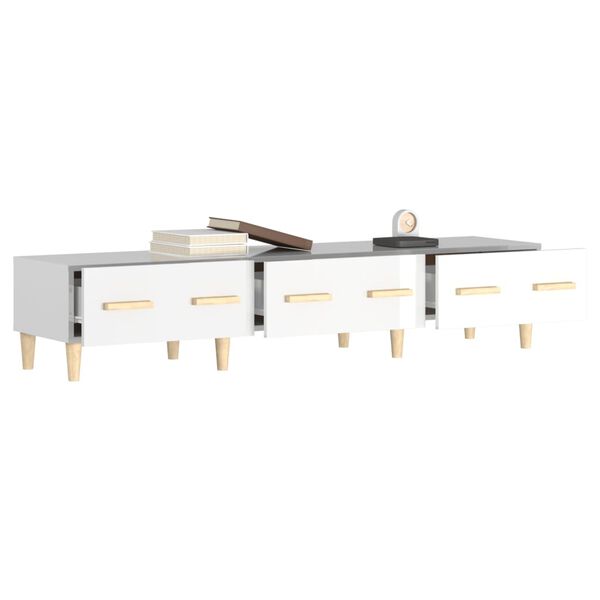 vidaXL Έπιπλο Τηλεόρασης Γυαλ. Λευκό150x34,5x30εκ.Επεξεργασμένο Ξύλο