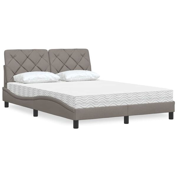 vidaXL Κρεβάτι Taupe 140x190 εκ. Υφασμάτινο
