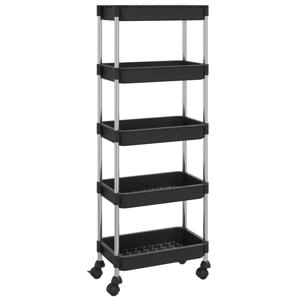 vidaXL Τρόλεϊ Κουζίνας 5 Επιπέδων Μαύρο 42 x 29 x 128 εκ. Σίδερο/ABS