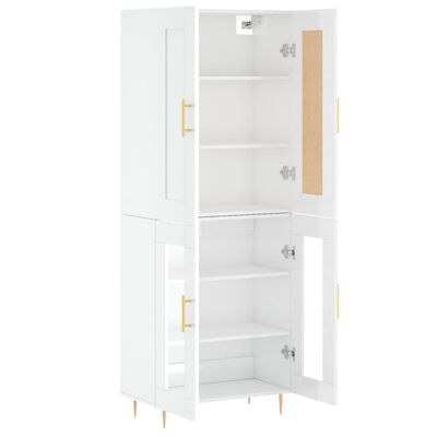 vidaXL Ντουλάπι Γυαλιστερό Λευκό 69,5x34x180 εκ. Επεξεργασμένο Ξύλο