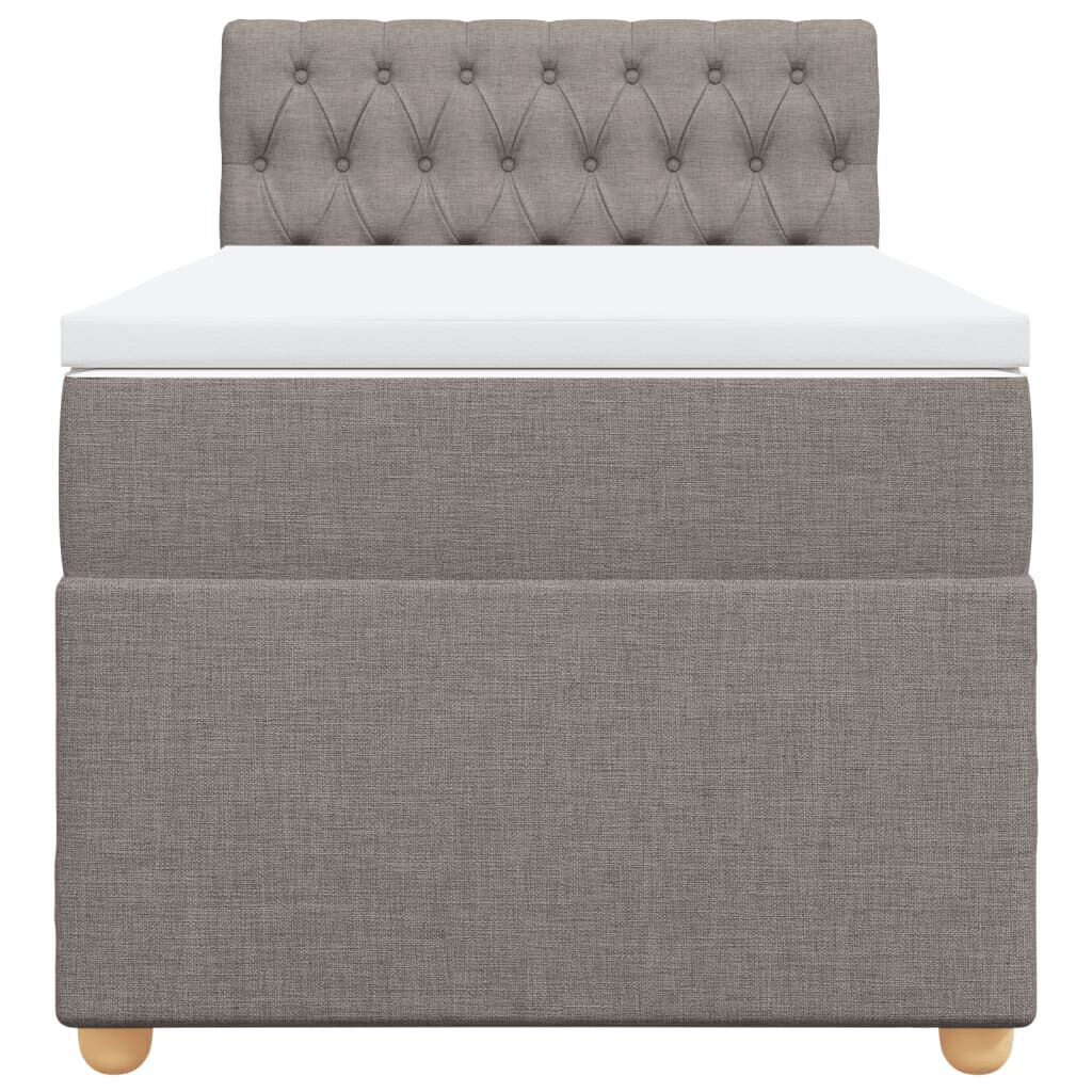 vidaXL Κρεβάτι Boxspring με Στρώμα Taupe 100 x 200 εκ. Υφασμάτινο