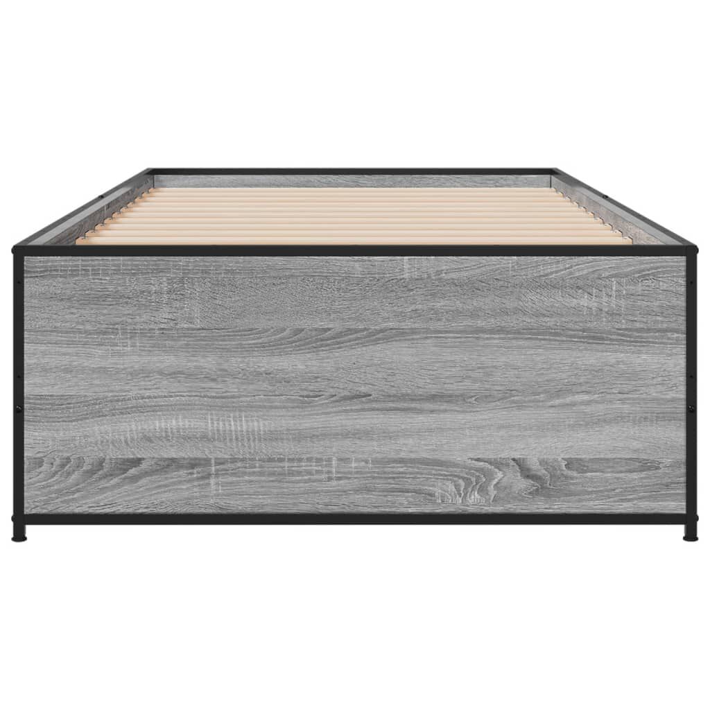vidaXL Πλαίσιο Κρεβατιού Γκρι Sonoma 90 x 190 εκ. Επεξ. Ξύλο & Μέταλλο