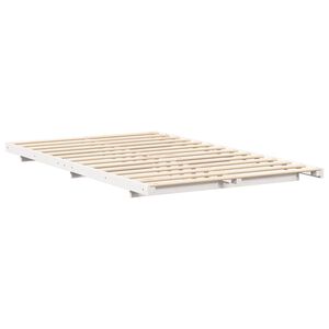 vidaXL Κρεβάτι δαπέδου Λευκό 120 x 200 cm Μασίφ ξύλο πεύκου