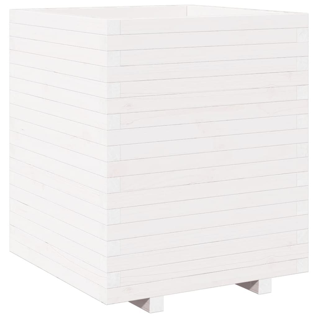 vidaXL Ζαρντινιέρα Κήπου Λευκή 60x60x72,5 εκ. από Μασίφ Ξύλο Πεύκου