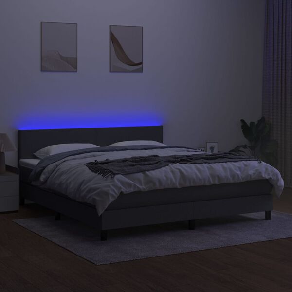 vidaXL &Kappa;&rho;&epsilon;&beta;ά&tau;&iota; Boxspring &mu;&epsilon; &Sigma;&tau;&rho;ώ&mu;&alpha; & LED &Sigma;&kappa;.&Gamma;&kappa;&rho;&iota; 160x200 &epsilon;&kappa; &Upsilon;&phi;&alpha;&sigma;&mu;ά&tau;&iota;&nu;&omicron;