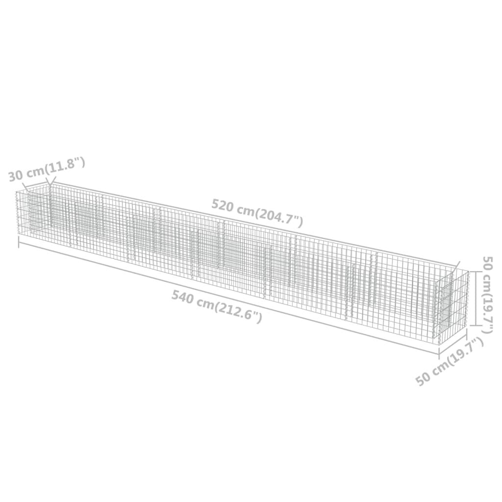 vidaXL Συρματοκιβώτιο-Γλάστρα Υπερυψωμένη 540x50x50 εκ. Γαλβ. Χάλυβας