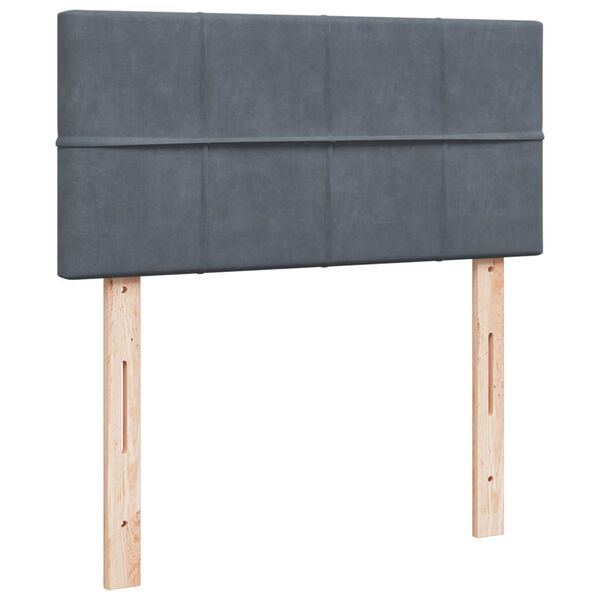 vidaXL Κρεβάτι Boxspring με Στρώμα Σκούρο Γκρι 90x190 εκ. Βελούδινο