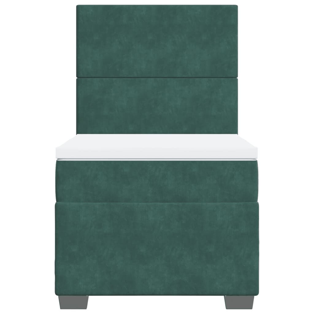 vidaXL Κρεβάτι Boxspring με Στρώμα Σκούρο Πράσινο 80x200 εκ. Βελούδινο