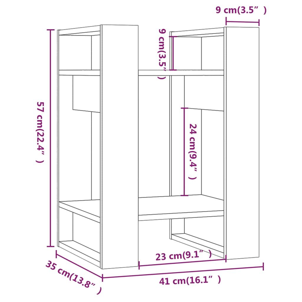 vidaXL Βιβλιοθήκη/Διαχωριστικό Χώρου Γκρι 41x35x57 εκ. Μασίφ Πεύκο