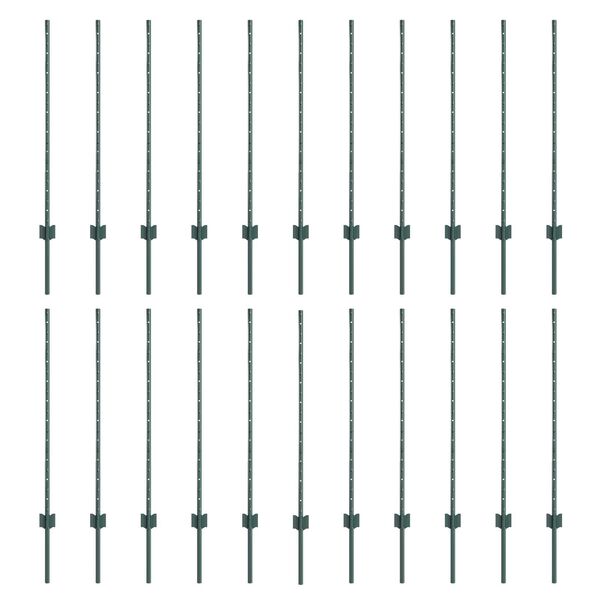 vidaXL Πό posts φράχτη 22 pcs Πράσινο 140 cm Ατσάλι