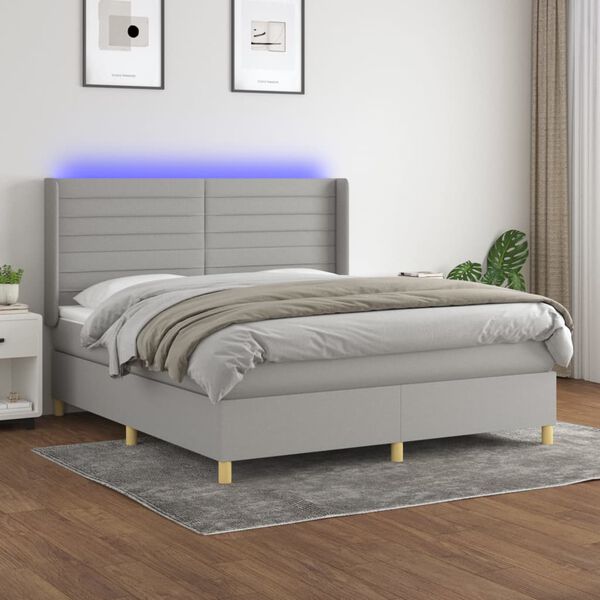 vidaXL &Kappa;&rho;&epsilon;&beta;ά&tau;&iota; Boxspring &mu;&epsilon; &Sigma;&tau;&rho;ώ&mu;&alpha; & LED &Alpha;&nu;.&Gamma;&kappa;&rho;&iota; 180x200&epsilon;&kappa;. &Upsilon;&phi;&alpha;&sigma;&mu;ά&tau;&iota;&nu;&omicron;