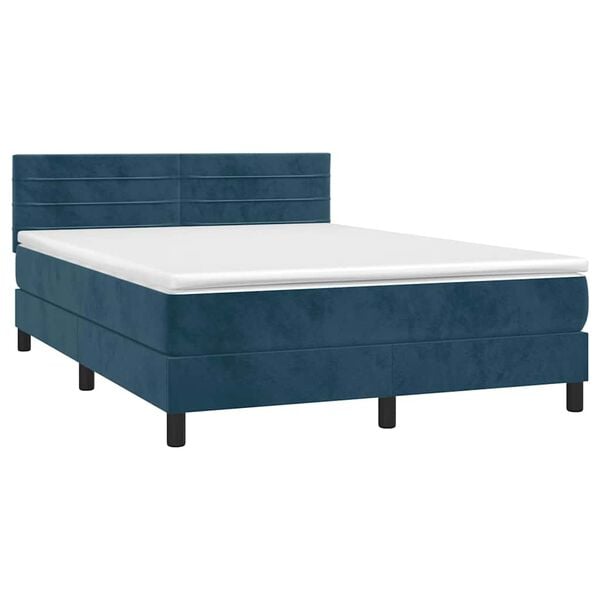 vidaXL &Kappa;&rho;&epsilon;&beta;ά&tau;&iota; Boxspring &mu;&epsilon; &Sigma;&tau;&rho;ώ&mu;&alpha; & LED &Sigma;&kappa;. &Mu;&pi;&lambda;&epsilon; 140x200&epsilon;&kappa;. &Beta;&epsilon;&lambda;&omicron;ύ&delta;&iota;&nu;&omicron;