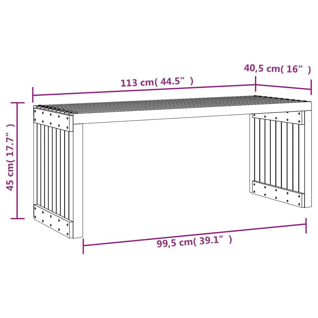 vidaXL Παγκάκι Κήπου Επεκτάσιμο Μαύρο 212,5x40,5x45εκ. Μασίφ Πεύκο