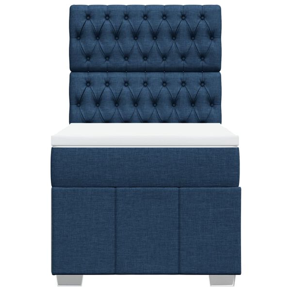 vidaXL Κρεβάτι Boxspring με Στρώμα Μπλε 90x190 εκ.Υφασμάτινο