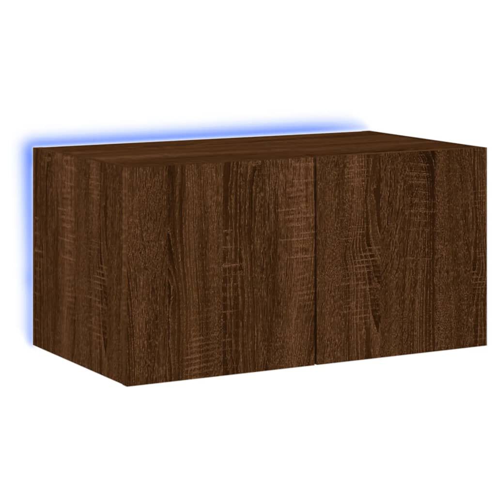 vidaXL Έπιπλο Τοίχου Τηλεόρασης με LED Καφέ Δρυς 60x35x31 εκ.