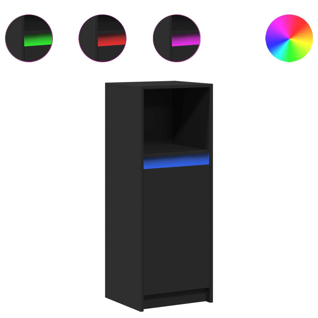 vidaXL Ντουλάπι με Φώτα LED Μαύρη 38x34x100 εκ. Επεξεργασμένο Ξύλο