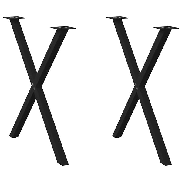 vidaXL Πόδια Τραπεζαρίας σε Σχήμα Χ, 2 τεμ. Μαύρο, Ατσάλι 80x(72-73) εκ.