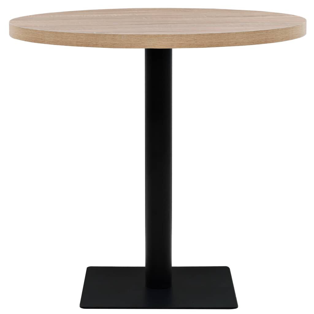 vidaXL Τραπέζι Bistro Στρογγυλό Χρώμα Δρυός 80 x 75 εκ. MDF / Ατσάλι