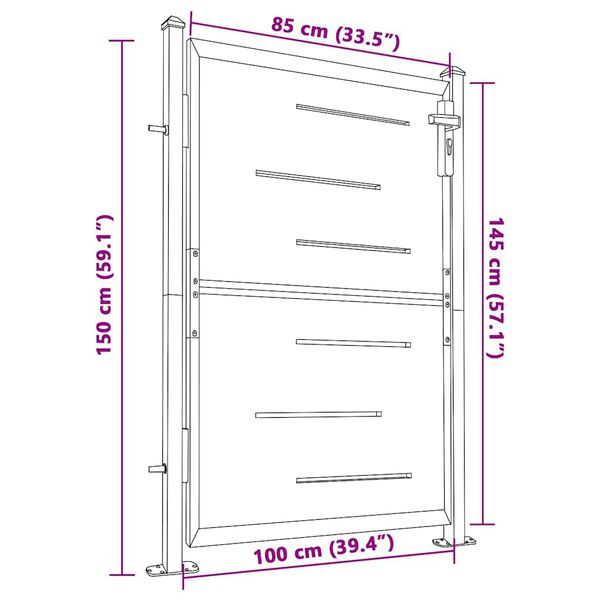 vidaXL Πόρτα Περίφραξης Κήπου 100 x 150 εκ. από Ανοξείδωτο Ατσάλι