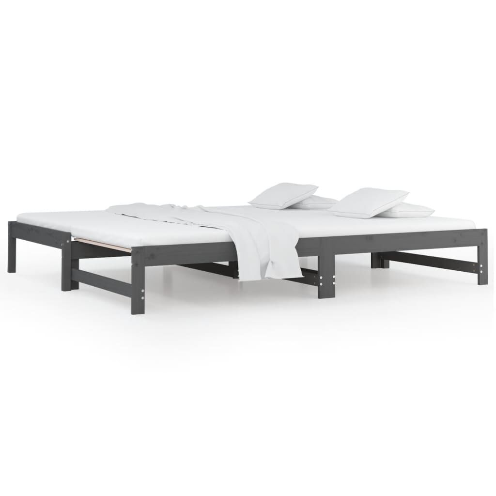 vidaXL Καναπές Κρεβάτι Συρόμενος Γκρι 2x(90x200) εκ. Μασίφ Ξύλο Πεύκου