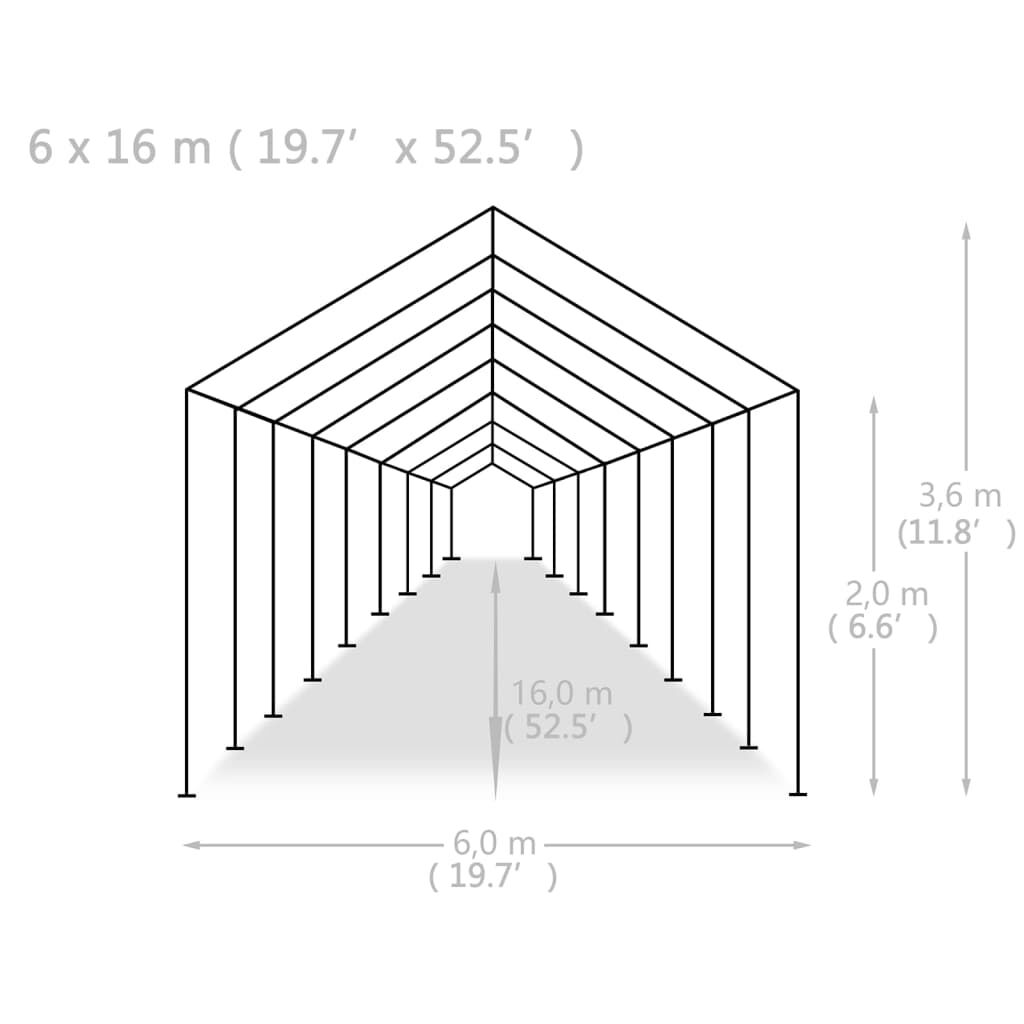 vidaXL Τέντα Εκδηλώσεων Λευκή 6 x 16 μ. από Πολυαιθυλένιο