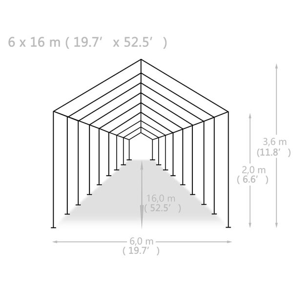 vidaXL Τέντα Εκδηλώσεων Λευκή 6 x 16 μ. από Πολυαιθυλένιο