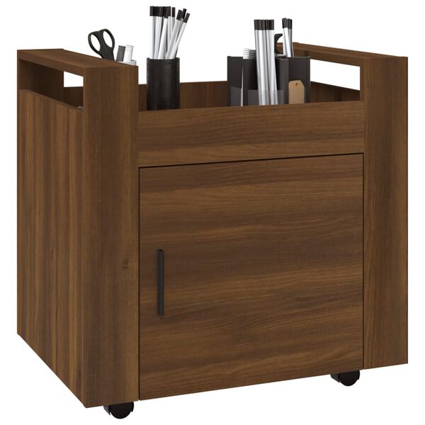 vidaXL Τρόλεϊ Γραφείου Καφέ Δρυς 60x45x60 εκ. από Επεξεργασμένο Ξύλο
