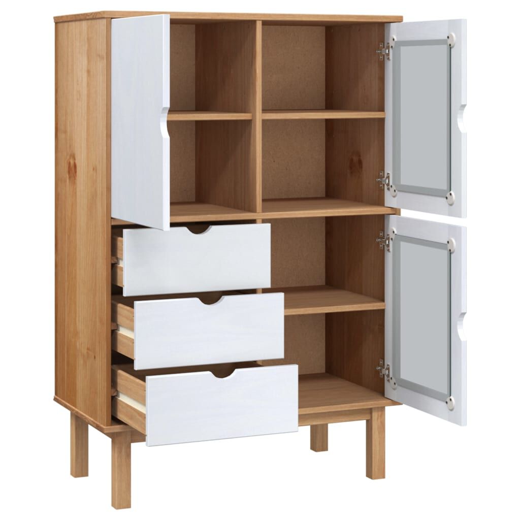 vidaXL Ντουλάπι OTTA Καφέ & Λευκό 85x43x125 εκ. από Μασίφ Ξύλο Πεύκου