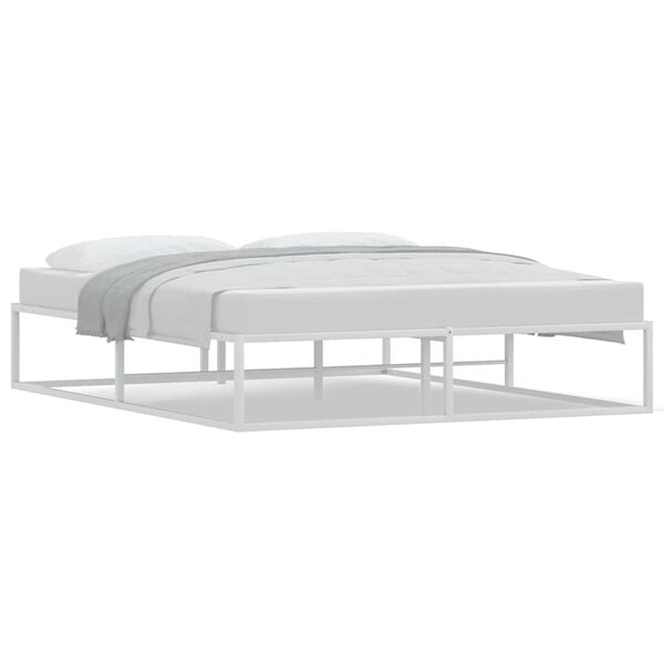 vidaXL Πλαίσιο κρεβατιού χωρίς στρώμα Λευκό 160x200 cm Μεταλλικό