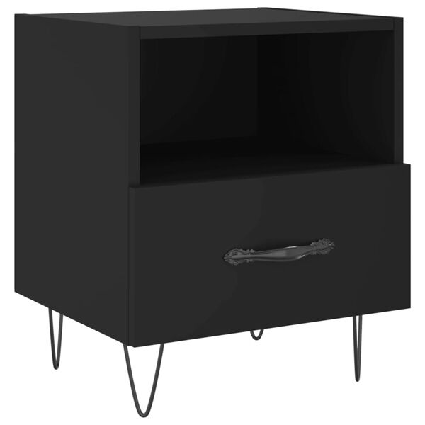 vidaXL Κομοδίνα 2 τεμ. Μαύρα 40 x 35 x 47,5 εκ. από Επεξεργασμένο Ξύλο