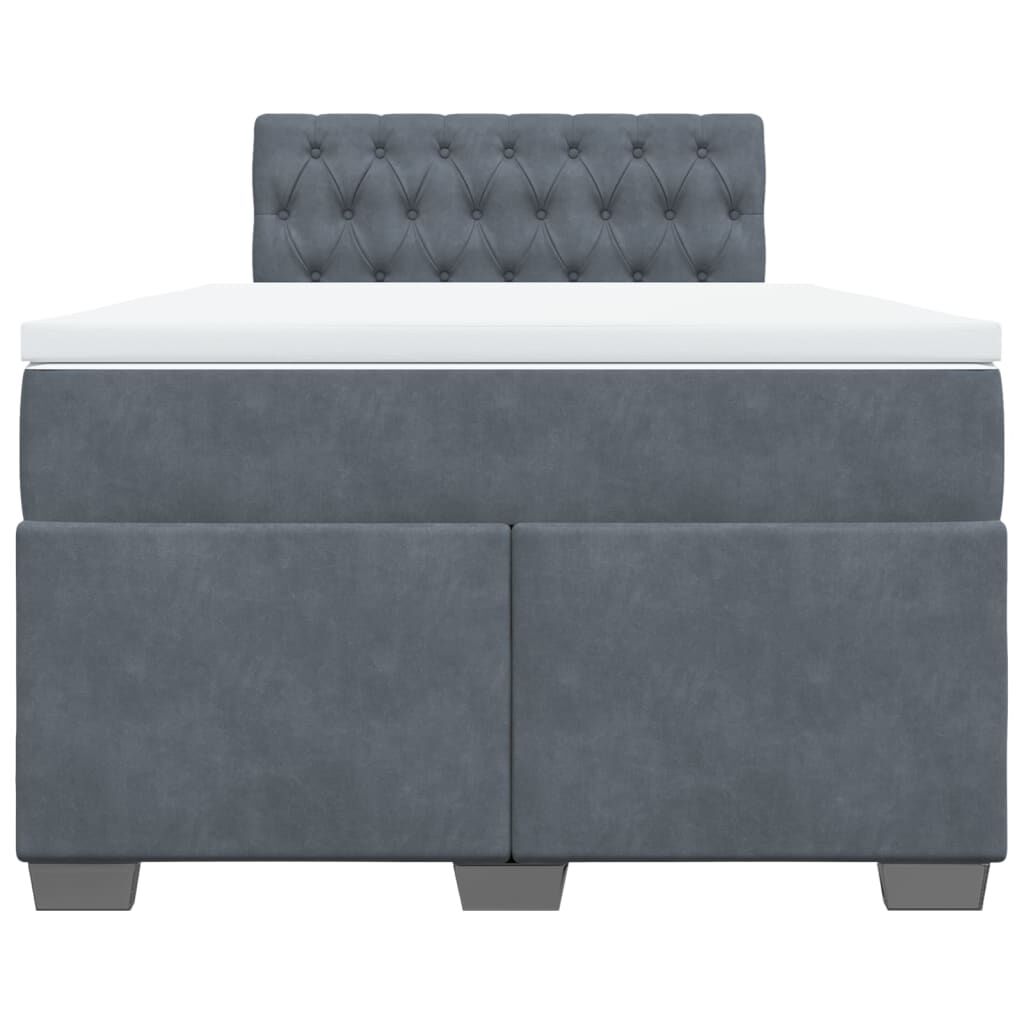 vidaXL Κρεβάτι Boxspring με Στρώμα Σκούρο Γκρι 120x200 εκ. Βελούδινο