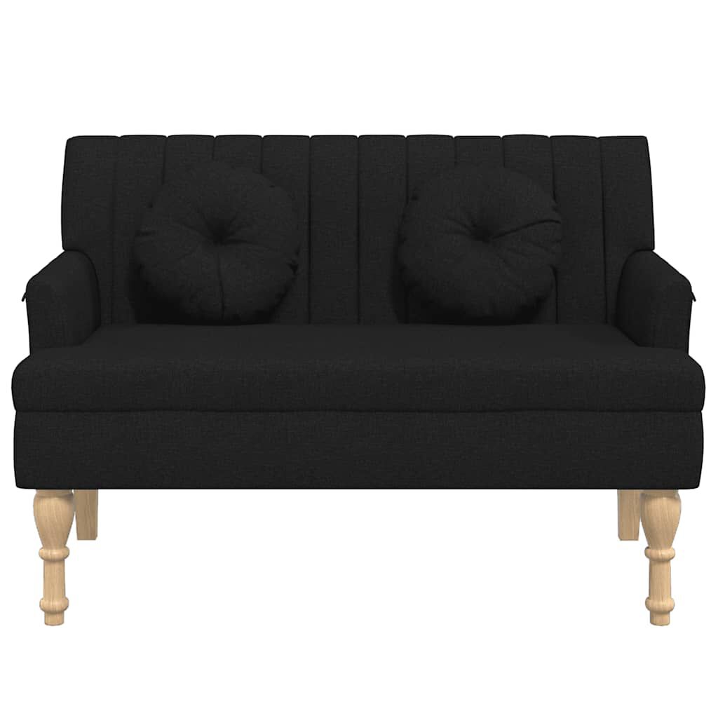 vidaXL Παγκάκι Μαύρο 113 x 64,5 x 75,5 εκ. Υφασμάτινο με Μαξιλάρια