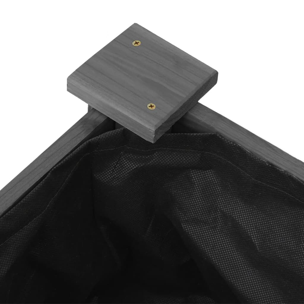 vidaXL Ζαρντινιέρα Υπερυψ. με Επένδυση Γκρι 120x120x25 εκ. Μασίφ Ελάτη