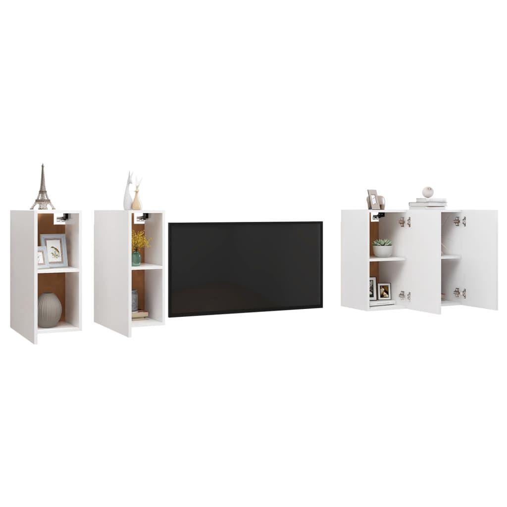 vidaXL Έπιπλα Τηλεόρασης 4 τεμ. Λευκά 30,5 x 30 x 60 εκ. Επεξ. Ξύλο