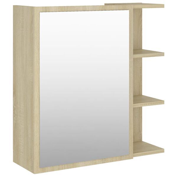 vidaXL Καθρέφτης Μπάνιου Sonoma Δρυς 62,5x20,5x64 εκ. από Επεξ. Ξύλο