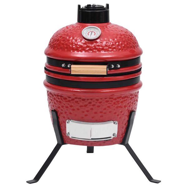 vidaXL Ψησταριά Καπνιστήριο Kamado 2 σε 1 Κόκκινη 56 εκ. Κεραμική