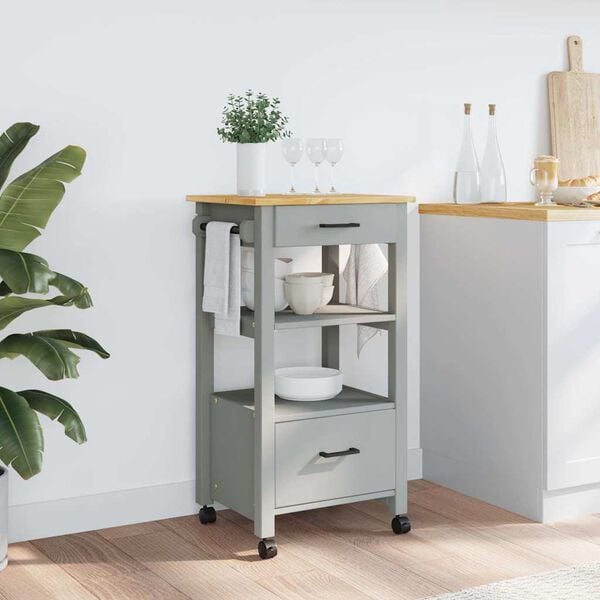 vidaXL Τρόλεϊ Κουζίνας MONZA 48x40x90 εκ. από Μασίφ Ξύλο Πεύκου