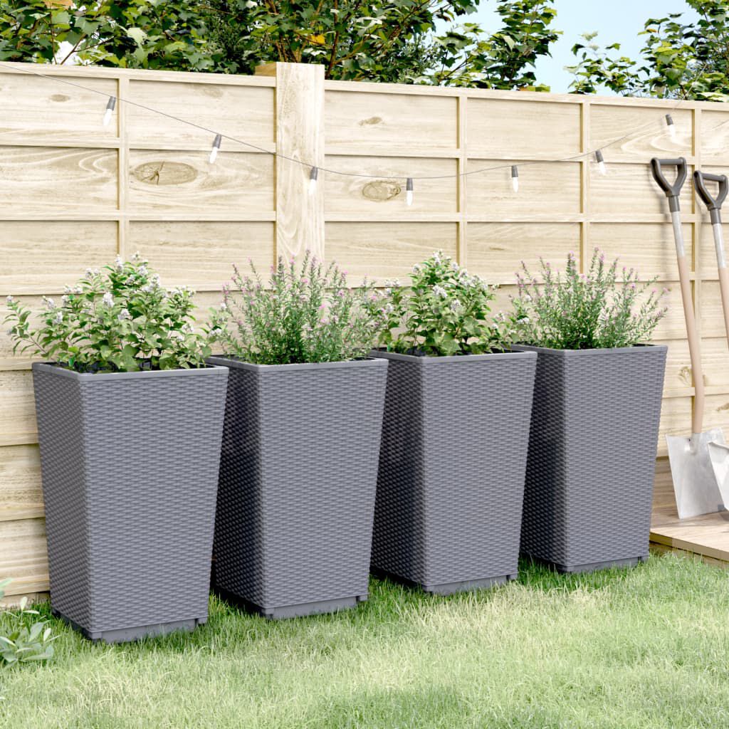 vidaXL Ζαρντινιέρες Κήπου 4 τεμ. Μπλε Γκρι 32,5x32,5x57 εκ. Πολυπροπυλένιο
