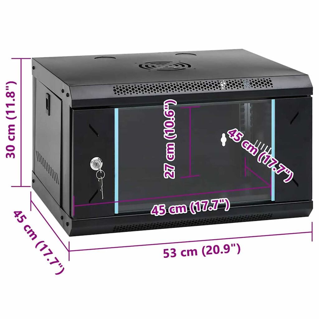 vidaXL Ντουλάπα δικτύου με αποθήκευση Μαύρο 53 x 45 x 30 εκ Ατσάλι