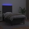 vidaXL Κρεβάτι Boxspring με Στρώμα & LED Μαύρο 80x200 εκ. Συνθ. Δέρμα