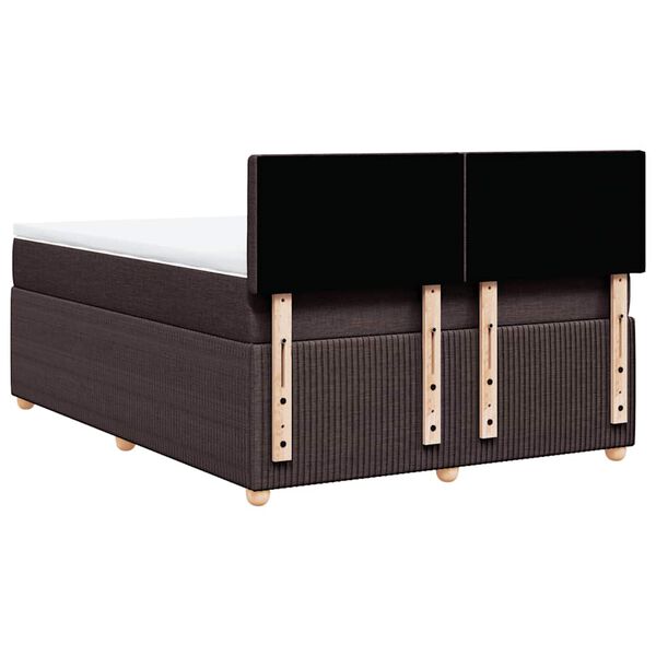 vidaXL Κρεβάτι Boxspring με Στρώμα Σκούρο Καφέ 140x190 εκ. Υφασμάτινο
