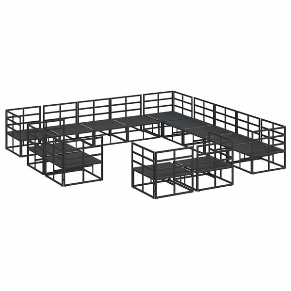vidaXL Σετ Καναπέ Κήπου με μαξιλάρι 13 pcs Μαύρο Αλουμίνιο