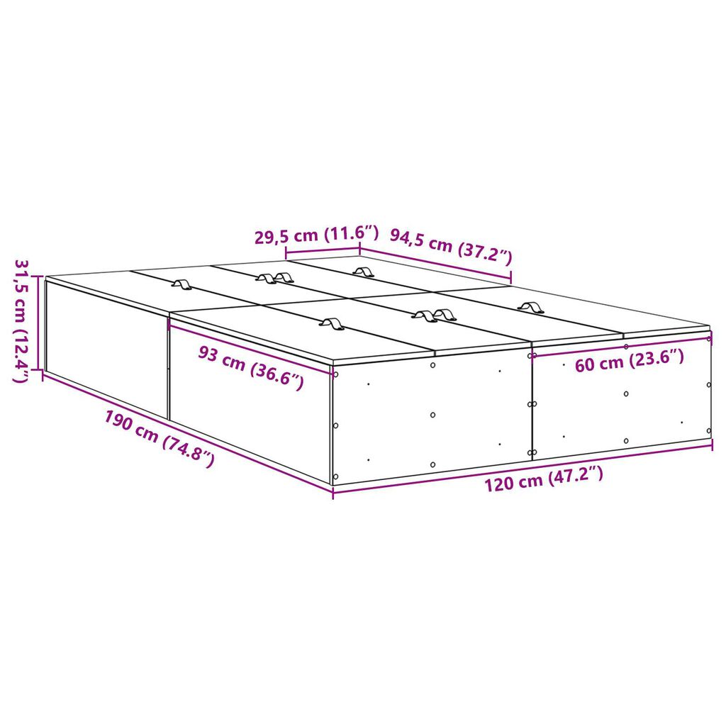 vidaXL Κρεβάτι αποθήκευσης Σονόμα δρυς 120x190 εκ