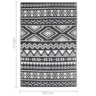 vidaXL Χαλί εξωτερικού χώρου ARAKIL Μαύρο 120x180 cm PP