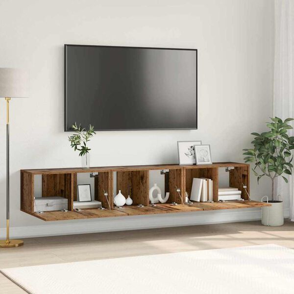 vidaXL Ντουλάπι TV 3 pcs Καφέ 60 x 30 x 30 cm Επεξεργασμένο ξύλο