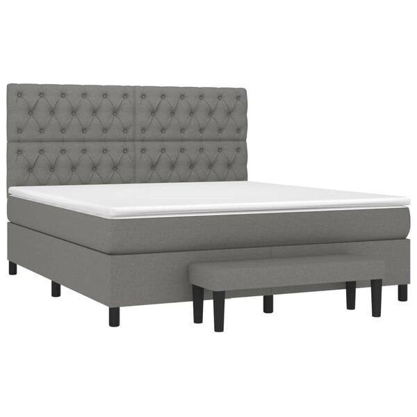 vidaXL Κρεβάτι Boxspring με Στρώμα Σκούρο Γκρι 160x200 εκ Υφασμάτινο