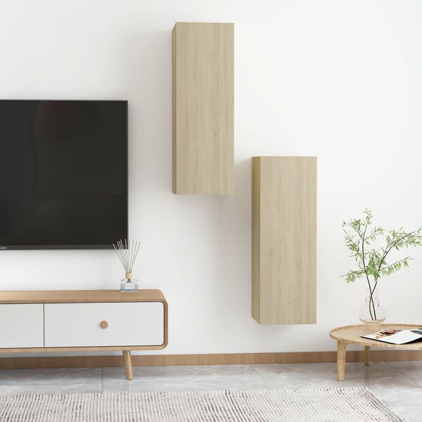 vidaXL Έπιπλο Τηλεόρασης 2 τεμ. Sonoma Δρυς 30,5x30x90 εκ. Επεξ. Ξύλο