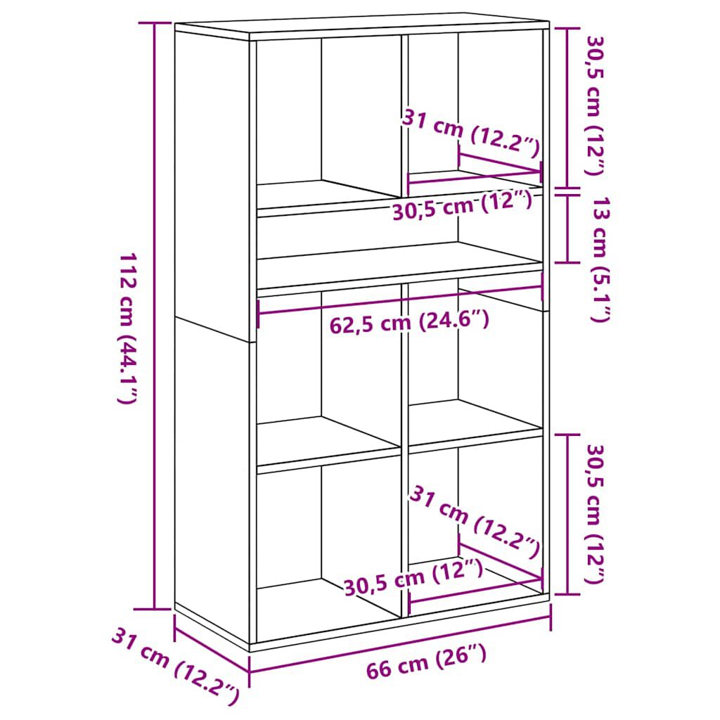 vidaXL Βιβλιοθήκη Παλαιό Ξύλο 66x31x112 εκ. Επεξεργ. Ξύλο